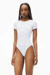 Alexander Wang white short-sleeve bodysuit in rib-knit jersey