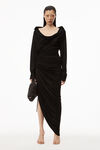 alexander wang 透明平纹针织不对称垂褶连衣裙 black