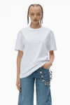 Alexander Wang white unisex tee with distressed logo in cotton jersey
