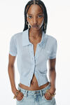 Alexander Wang ariel blue 徽标装饰粘胶纤维刺绣 polo 开衫