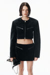 Alexander Wang black black bubble grain velvet cropped jacket