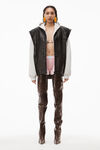 alexander wang oversized moto vest in buttery leather black