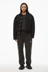 alexander wang sporty logo sweatpant in reverse terry charcoal
