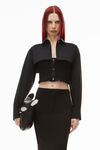 alexander wang layered smocked cami in compact cotton black