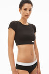 Alexander Wang black cropped short-sleeve tee in ribbed cotton jersey