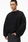 Alexander Wang black 徽标刺绣的超大号圆领棉衣