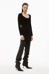 alexander wang 徽标提花装饰弹力粘胶纤维低圆领连衣裙 black