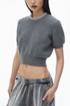 Alexander Wang charcoal short sleeve tee in wool blend with crystal hotfix trim