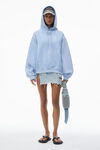 Alexander Wang washed pale blue puff logo hoodie in structured terry