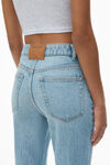 alexander wang fly high-rise stacked jean in denim vintage faded indigo
