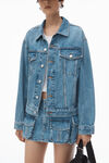 Alexander Wang vintage light indigo 棉质牛仔布加大款机车夹克