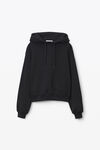 alexander wang puff logo hoodie in structured terry black