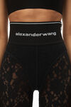 alexander wang logo elastic legging in lace black