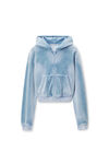 Shrunken Zip-Up Hoodie in Crushed Velour