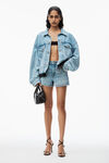 alexander wang shorty high-rise short in denim light indigo fade