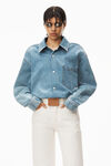 alexander wang clear hotfix oversized shirt in denim vintage light indigo