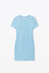 Alexander Wang sky blue logo jacquard stretch short sleeve mini dress