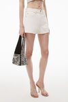 alexander wang shorty high-rise shorts in natural denim vintage white