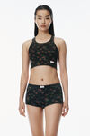 Alexander Wang washed black multi 花卉图案罗纹棉质工字背心