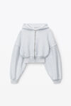 Alexander Wang light heather grey 棉质短款拉链连帽衫