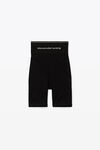 alexander wang logo elastic bike short in ribbed jersey black