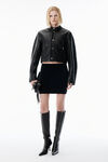 Alexander Wang black 带徽标贴饰的黑色羊毛混纺迷你半身裙