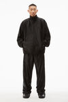 alexander wang track jacket in satin faille jersey black