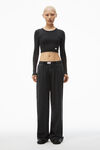 Alexander Wang washed black cropped long-sleeve tee in ribbed cotton