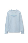 alexander wang puff logo long sleeve tee in compact jersey light blue heather