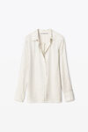 alexander wang crystal pinstripe shirt in silk charmeuse bone