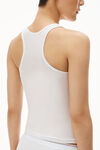 alexander wang racerback tank in ribbed cotton white