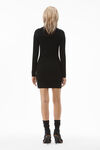 alexander wang 徽标提花装饰弹力粘胶纤维高领连衣裙 black