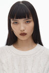 Alexander Wang ivory clear bead hotfix cable-knit pullover dress in boiled wool