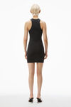 Alexander Wang washed black racer tank loungewear dress in ribbed cotton