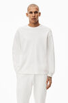 alexander wang unisex long sleeve in cotton waffle thermal  white