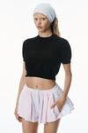 Alexander Wang black 徽标装饰压纹雪尼尔短袖罗纹套头衫