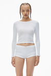 Alexander Wang white crystal hotfix long sleeve crewneck tee
