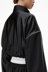 alexander wang cropped track jacket in satin jersey black