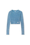Alexander Wang washed blue 罗纹棉短款长袖 t 恤