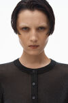 Alexander Wang black cropped cardigan in clear bead hotfix