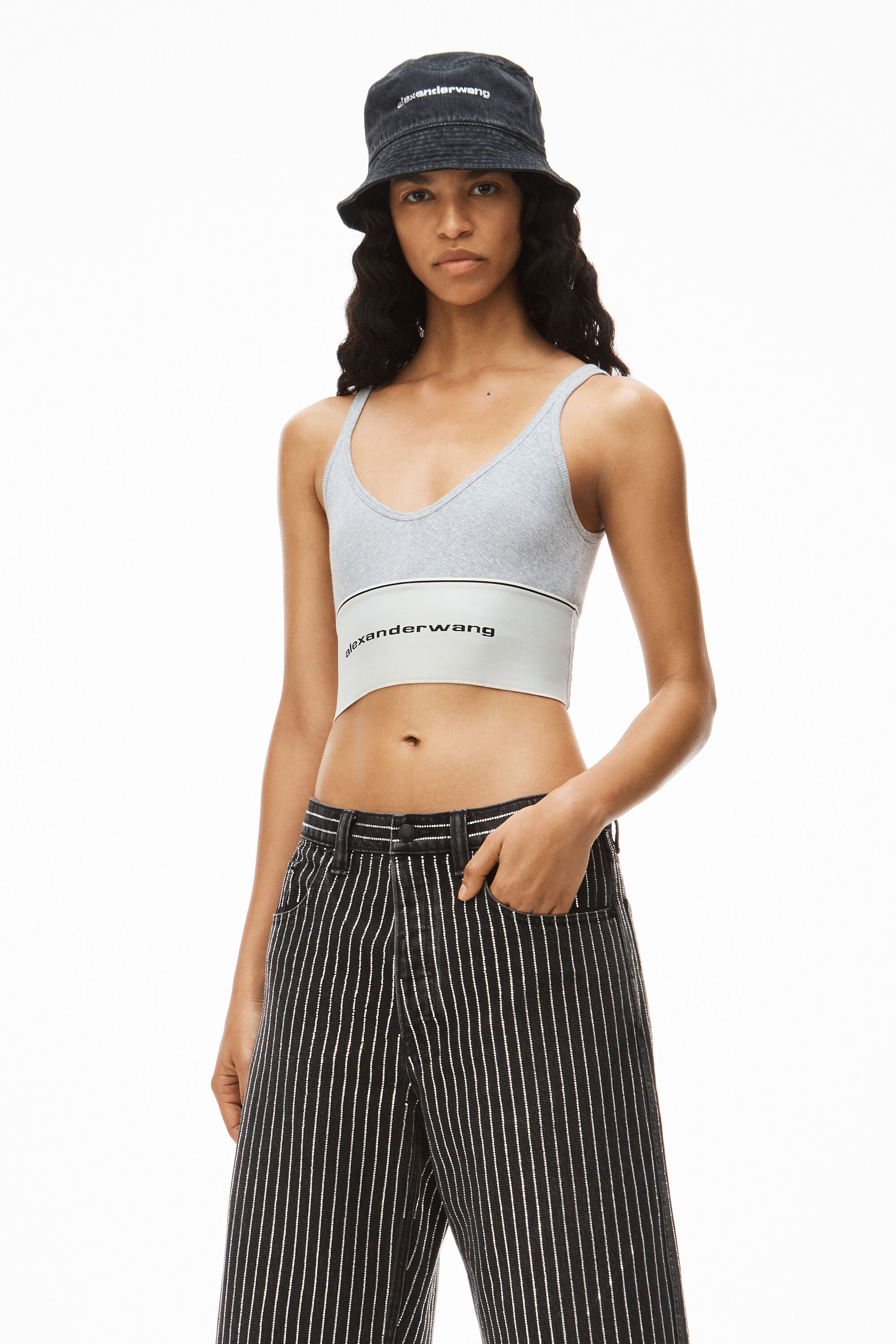 alexander wang logo elastic jumpsuit