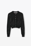 Alexander Wang black 珠饰烫钻短款圆领开衫