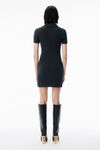 Alexander Wang charcoal 碳灰色羊毛混纺短袖 polo 连衣裙