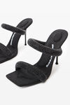 Alexander Wang washed black julie 105mm denim crystal hotfix tubular sandal