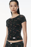 Alexander Wang washed black multi floral-print scoop neck tee