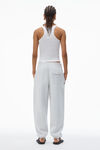 Alexander Wang light heather grey puff logo sweatpant in structured terry