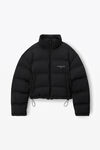 Alexander Wang black cropped puffer coat with reflective logo