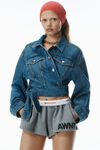Alexander Wang deep blue regen 棉质牛仔布围裹式夹克