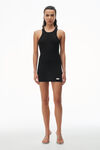 Alexander Wang black racer tank loungewear dress in ribbed cotton jersey