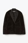 alexander wang tuxedo coat in short curly shearling black